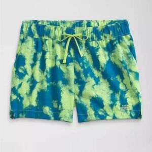 The North Face Womens Printed Class V Shorts Sharp Green Retro Dye Print NWT